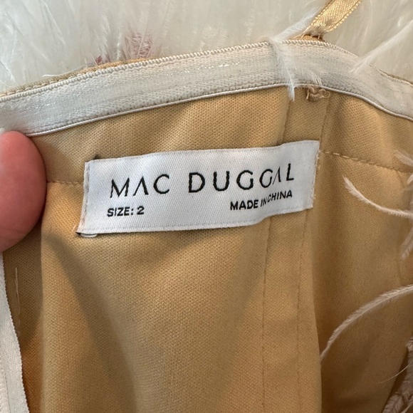 NWT Mac Duggal 68140 White Embellished Feather Strapless Column Dress Size 2 - Picture 9 of 11